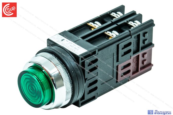 MARUYASU A30FT20011GLE GREEN LED ILLUMINATED Extended Push Button 30 mm. 1NO