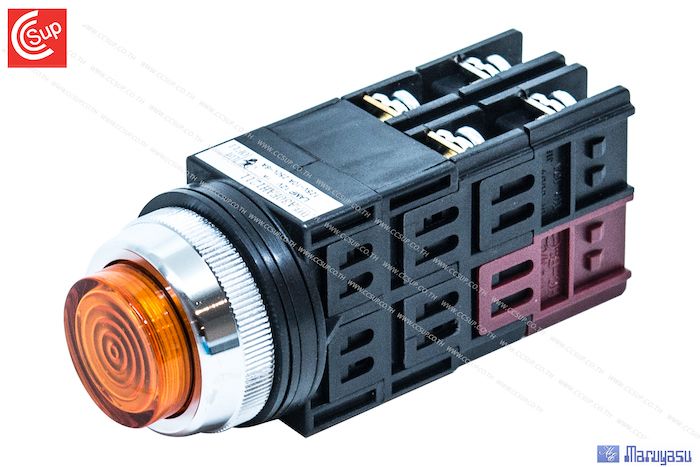 MARUYASU A30FAH1211O Orange illuminated Alternate Extended Push Button 30mm. 12v 1NO1NC
