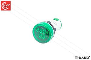 DAKO AD22-22VAM-G VOLTAGE & AMP INDICATOR (GREEN) 22 mm.