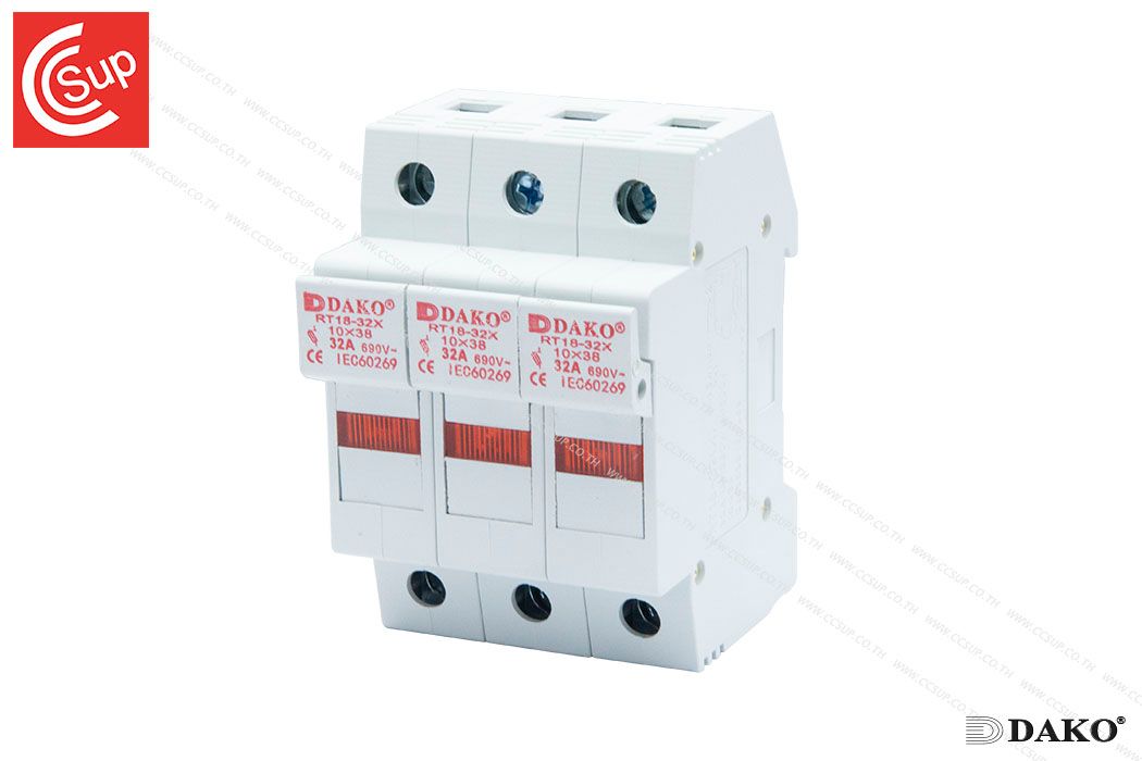 DAKO RT18-32X 3P 32A RAIL MOUNT FUSE HOLDER WITH INDICATOR